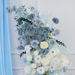Uflower Blue White Floral Horn Arch Wedding Party Backdrop Decor