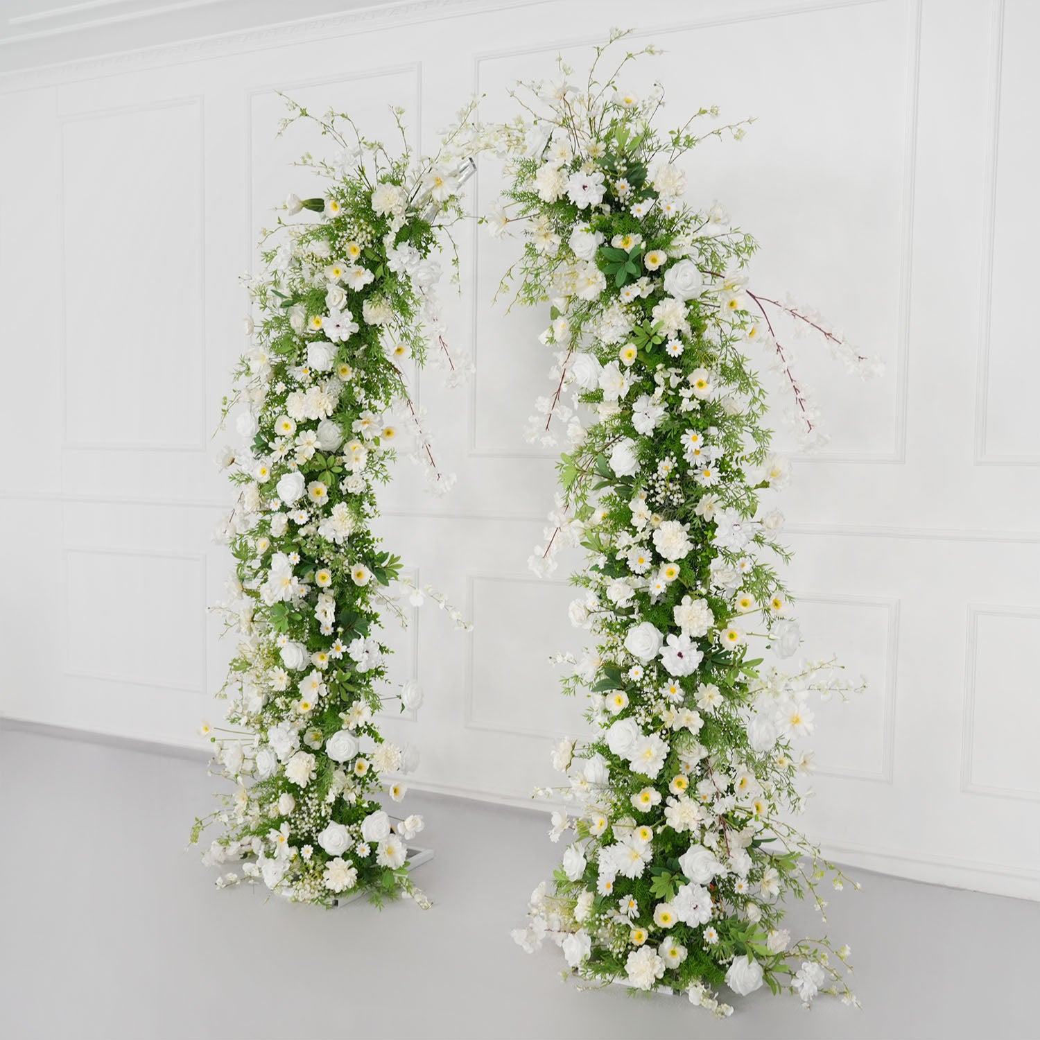Uflower Green White Floral Horn Arch Wedding Party Backdrop Decor