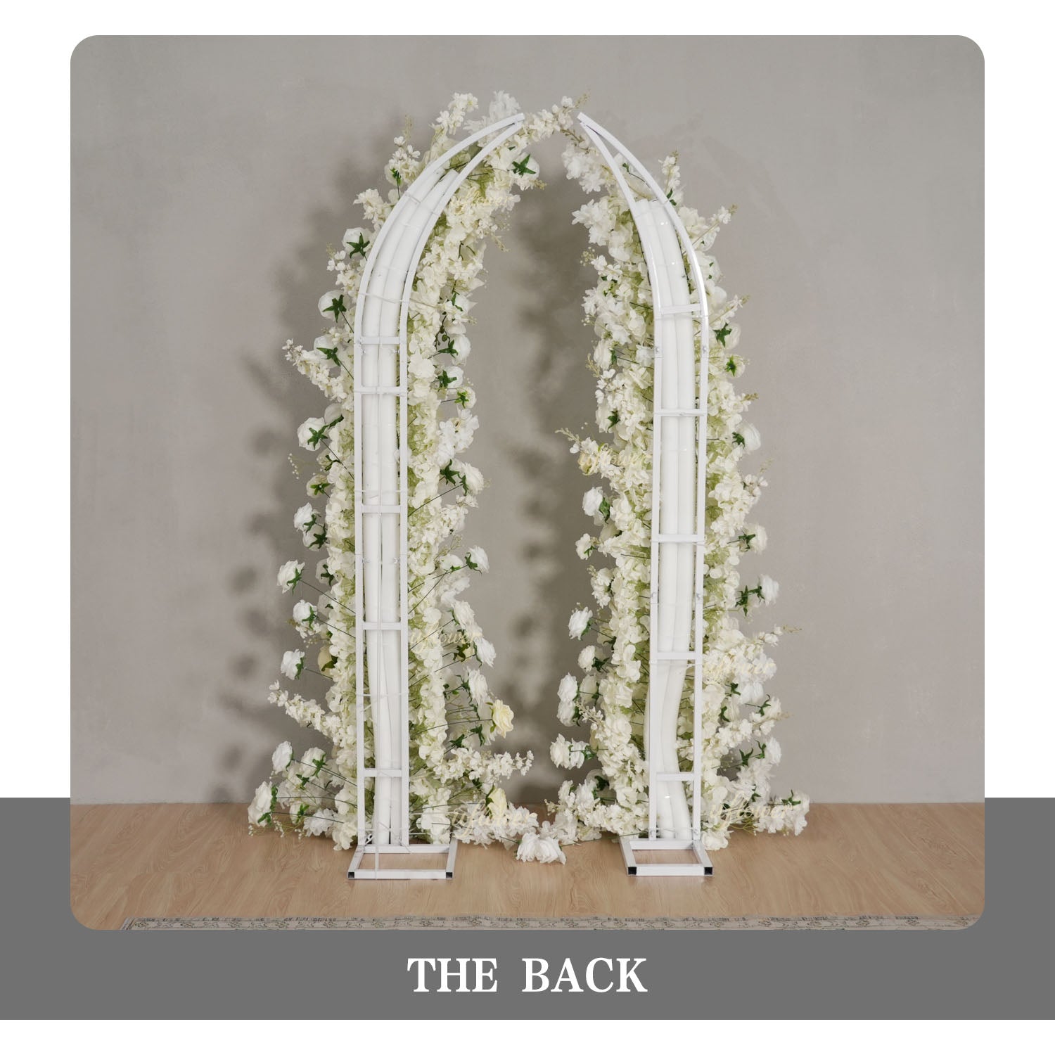 Uflower White Rose Horn Arch Floral Arrangement Wedding Backdrop Decor