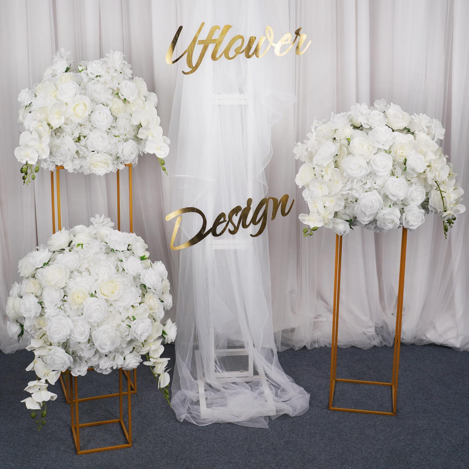 Artificial 50CM White Rose Table Centerpiece