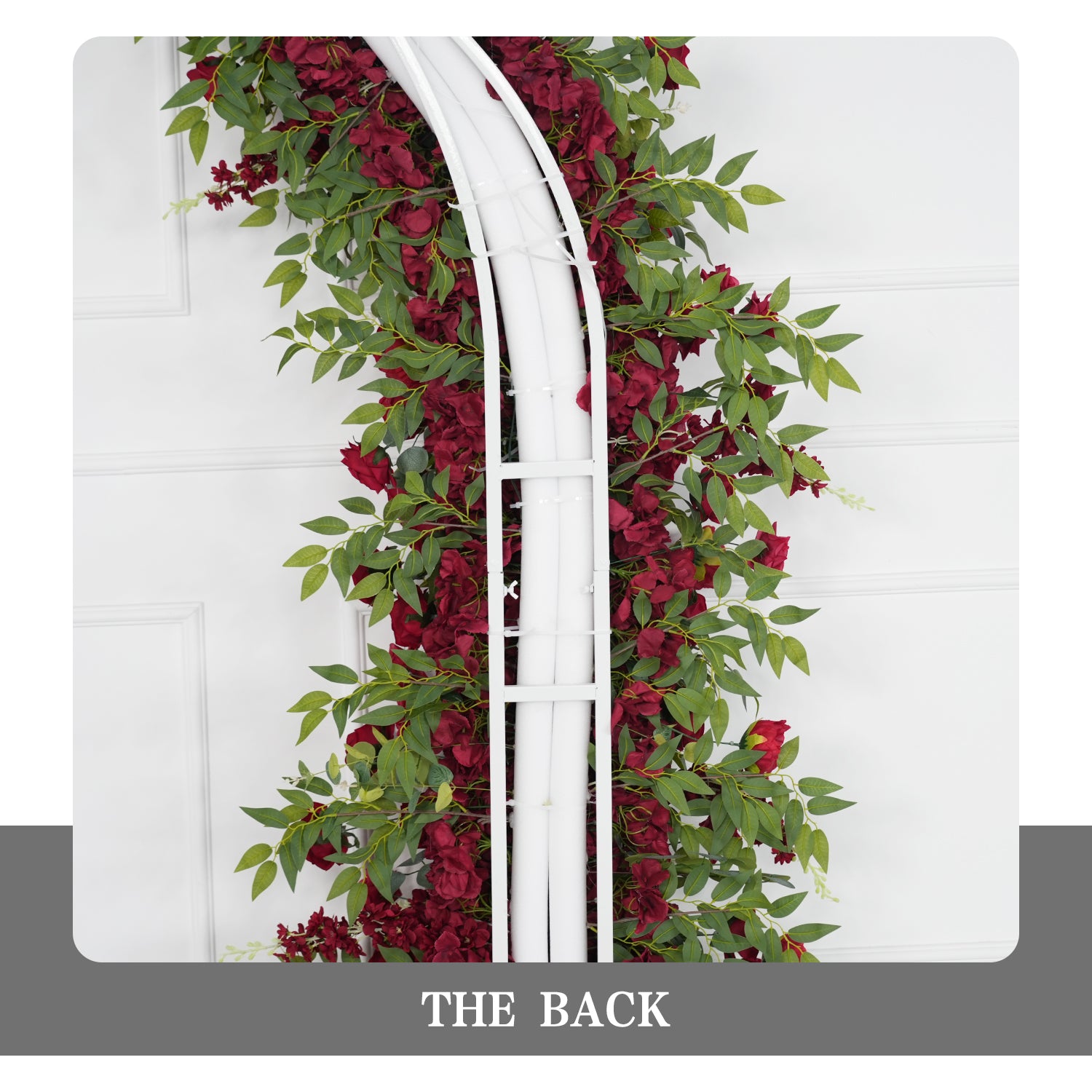 Uflower Red Rose Floral Arch Wedding Backdrop Decor