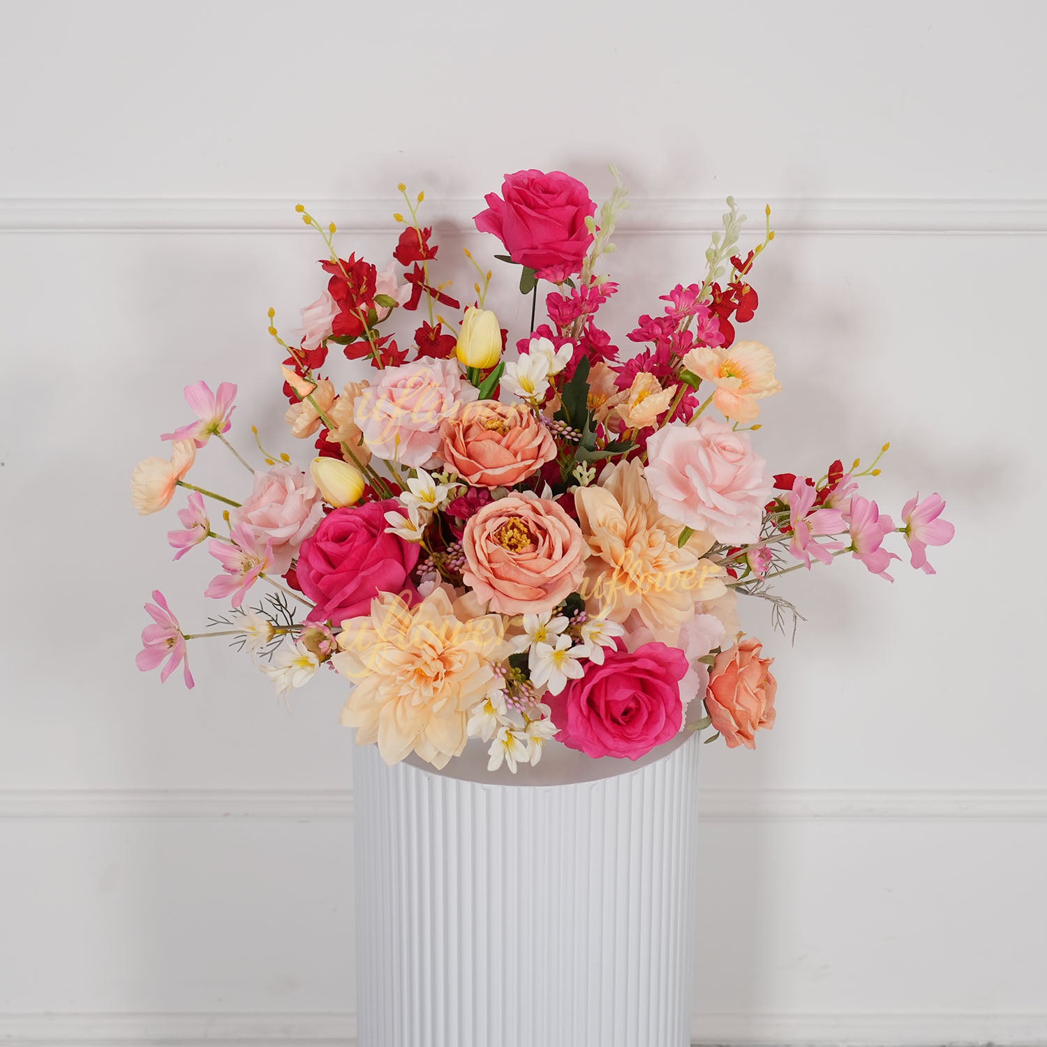 Uflower Champagne Pink Flower Arrangement Wedding Party Backdrop Floral Props