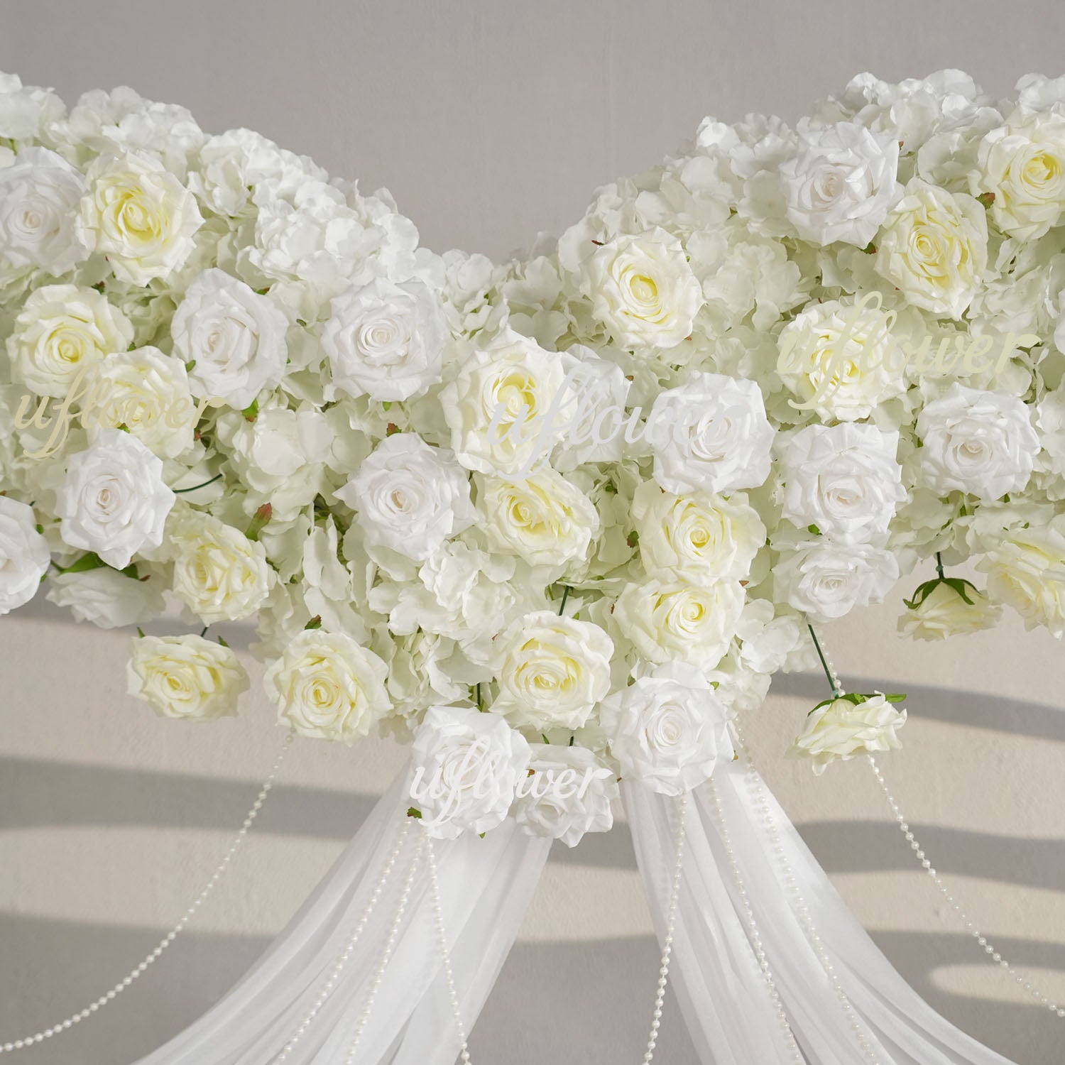 Uflower 2m*2m White Rose Heart-Shaped Arch Wedding Decor
