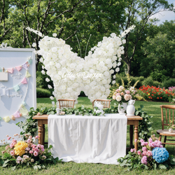 Uflower White Rose Butterfly Shaped Arch Wedding Party Backdrop Decor