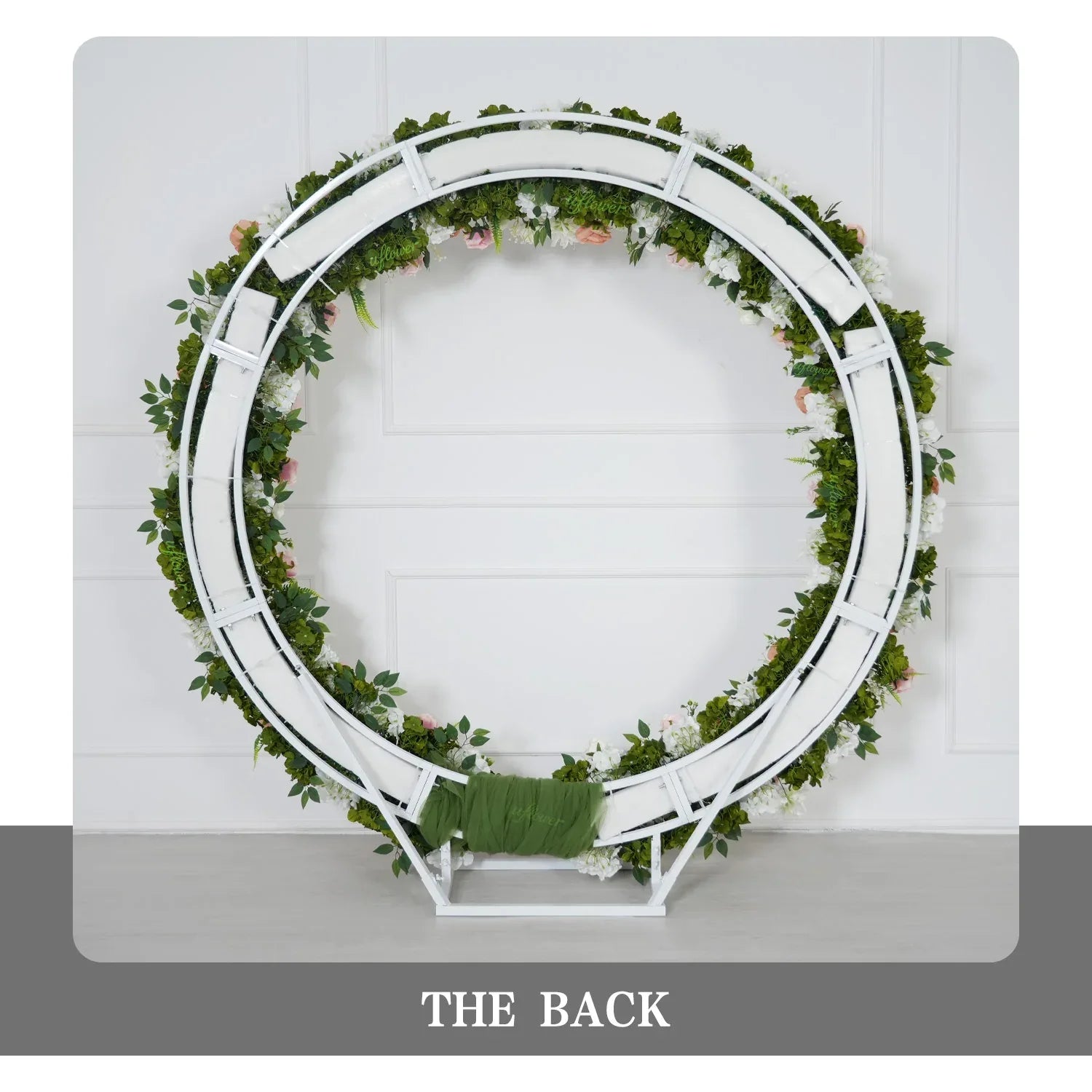 Uflower Pink White Greenery Flower Arrangement Table Runner Round Arch SET80201 - Uflower