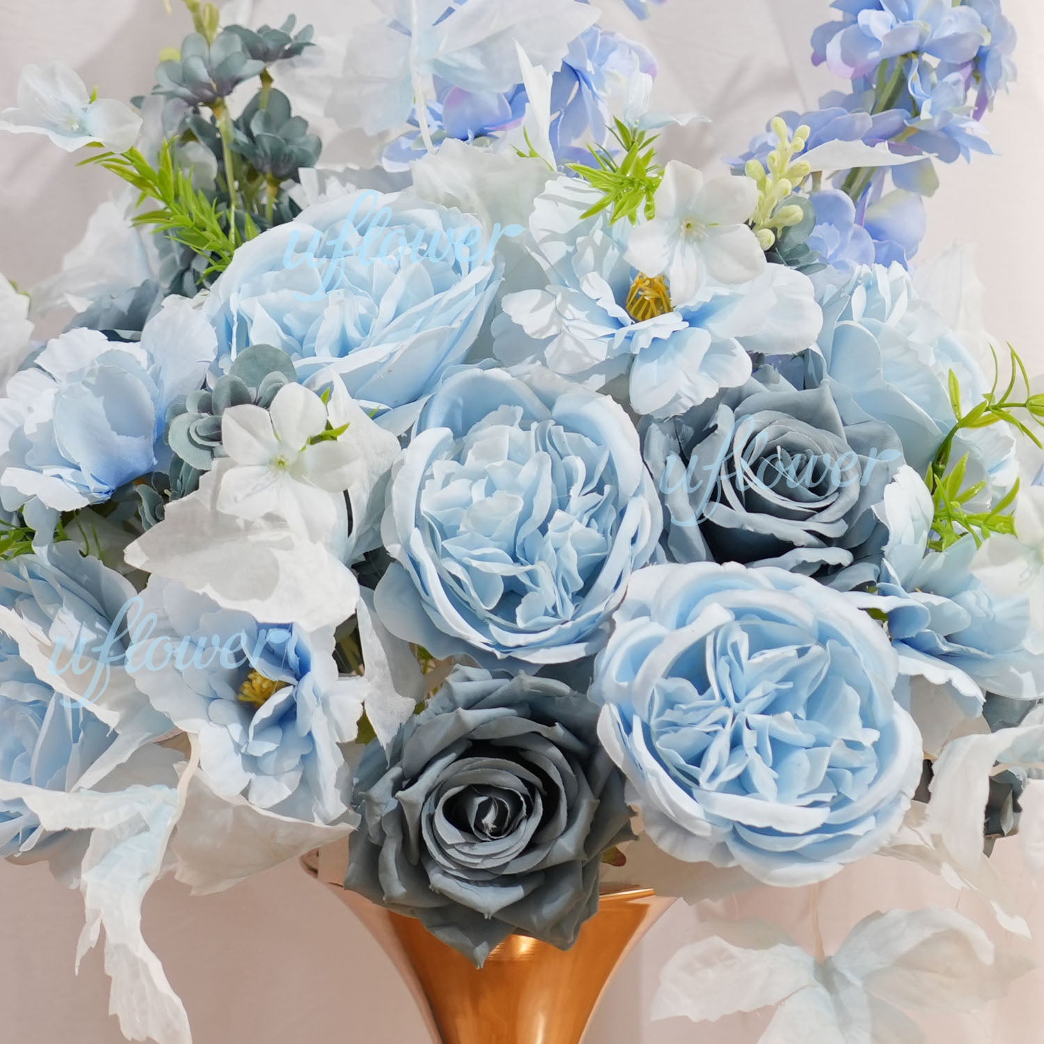 Uflower Smog-Blue Flower Row Decor KT Board Wedding Arrangement Props