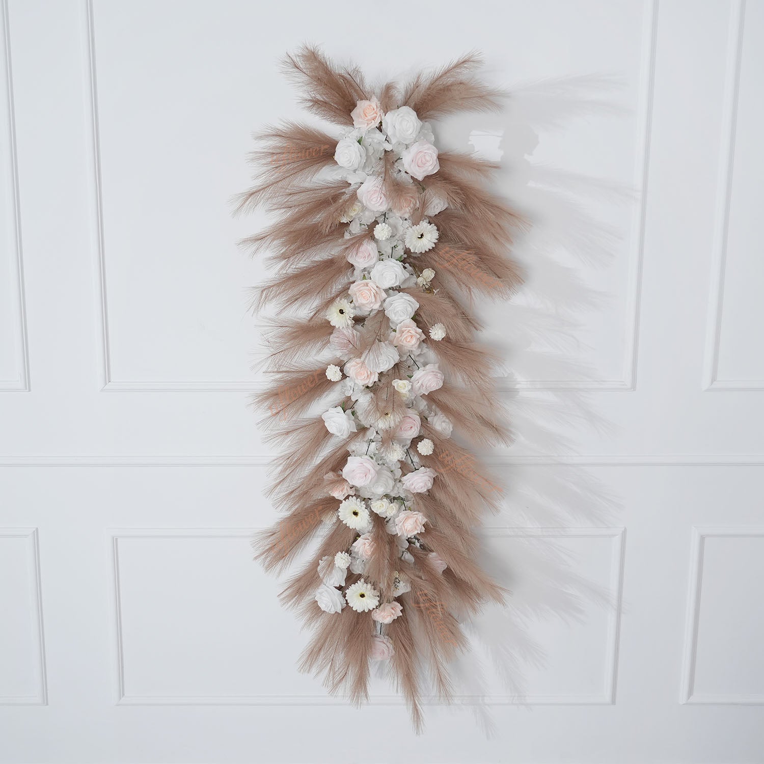 Uflower Pampas Grass Rose Wedding Floral Arrangement KT Backdrop Decor