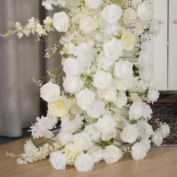 Uflower White Rose Floral Horn Arch Wedding Party Backdrop Decor