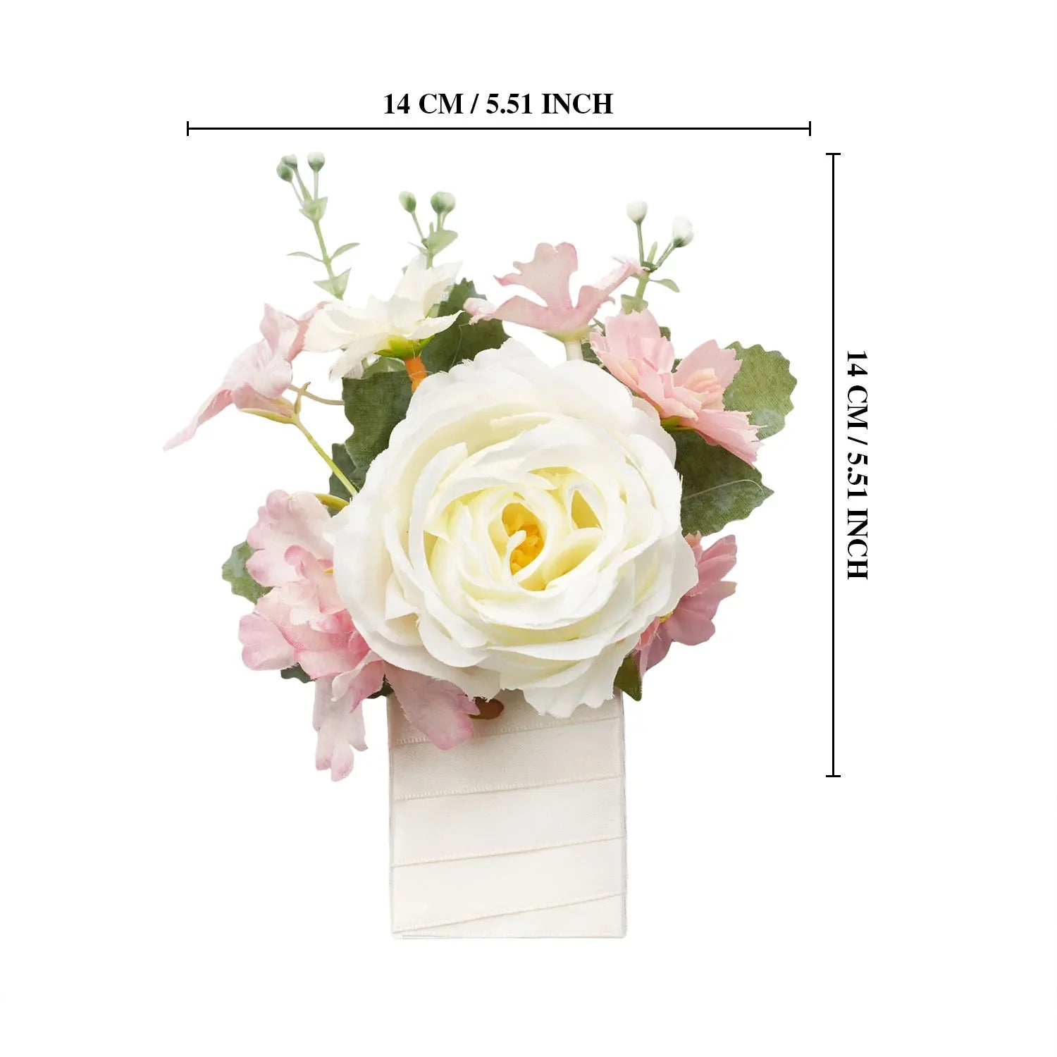 Uflower Pink White Series Bride Bouquet Wrist Corsage Groom Boutonniere Wedding Event Supplies - Uflower