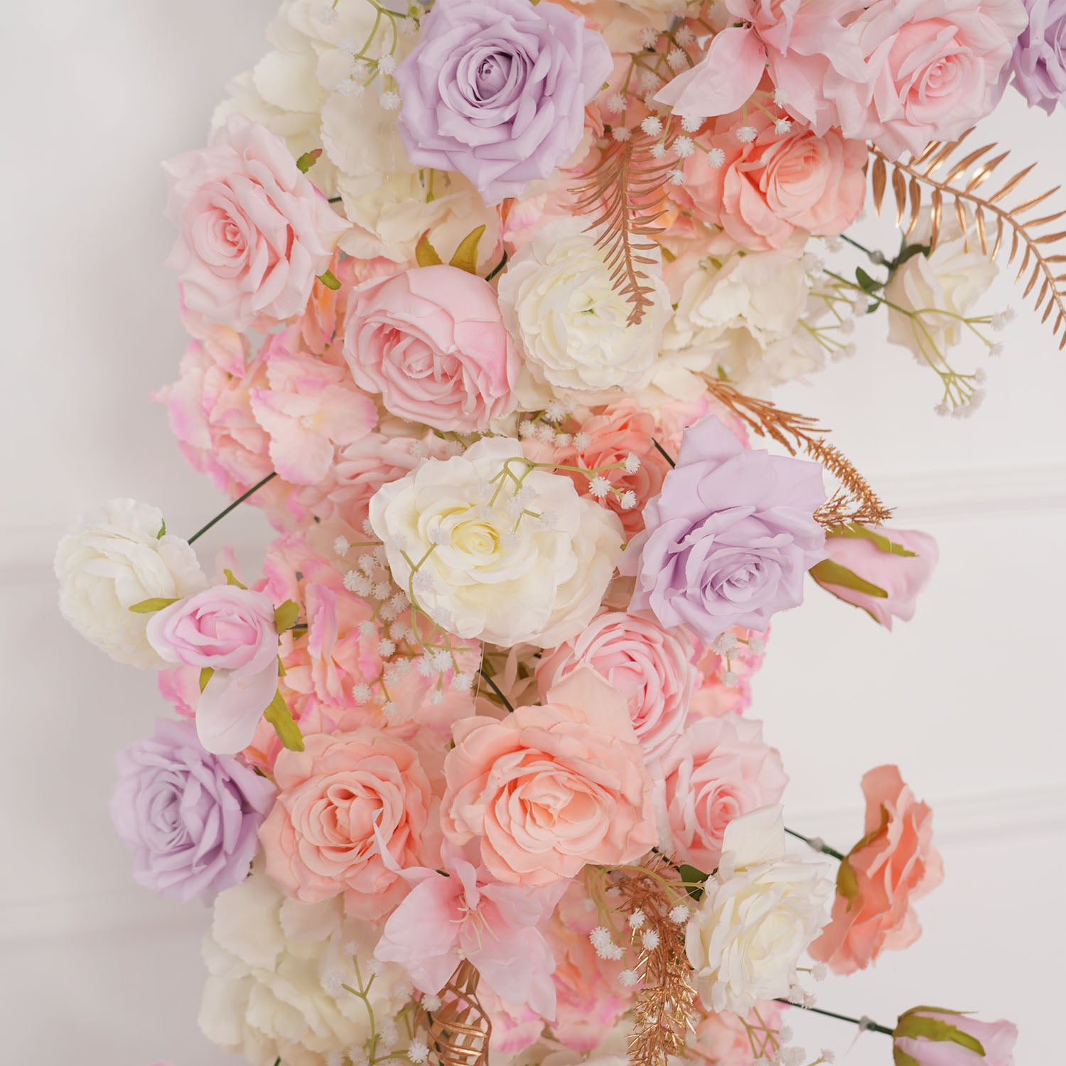 Uflower Purple Pink Rose Floral Door Arch Wedding Party Backdrop Decoration