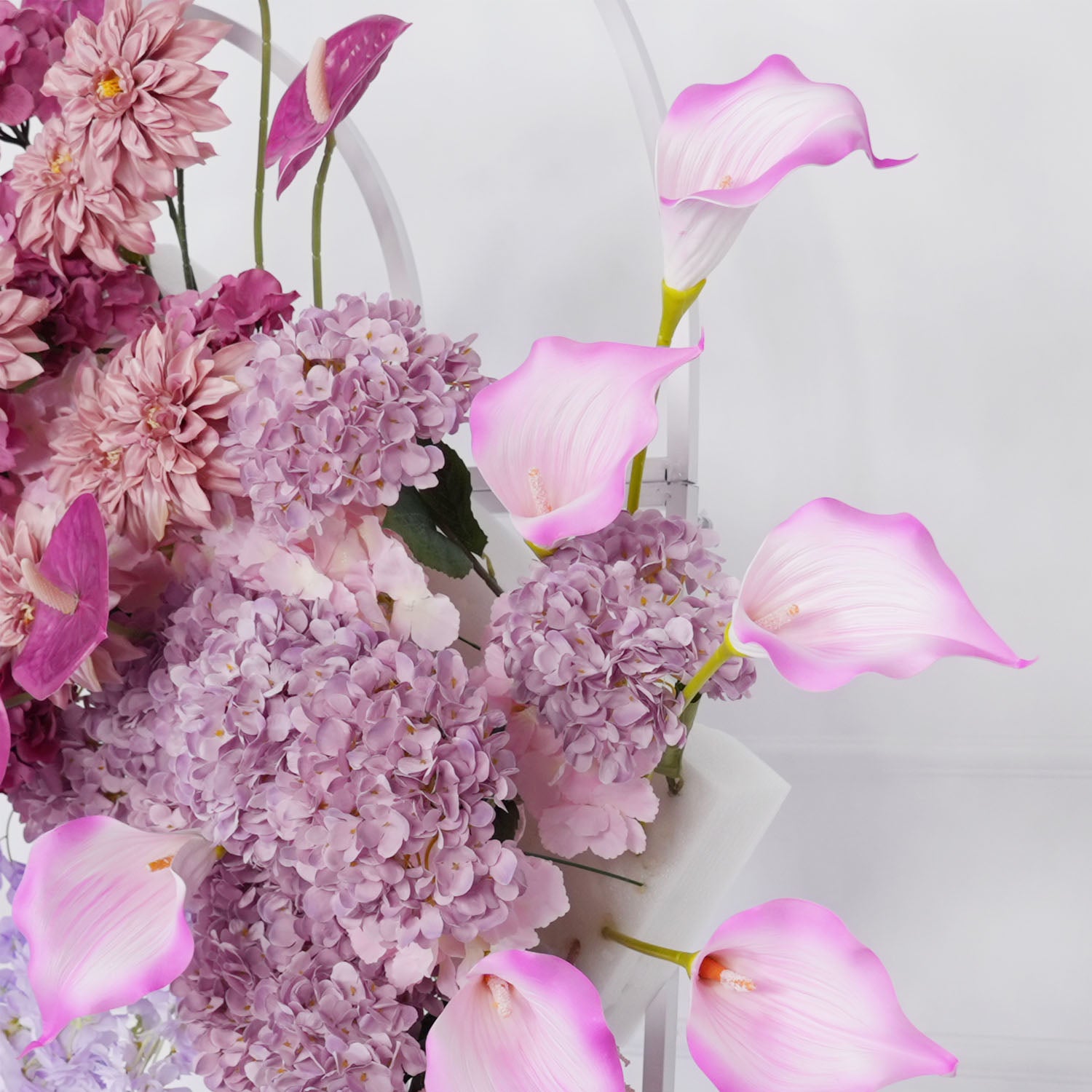 Uflower Rose Hydrangea Calla Lily Wedding Backdrop Arch Hanging Flower Row Floor Floral Arrangement