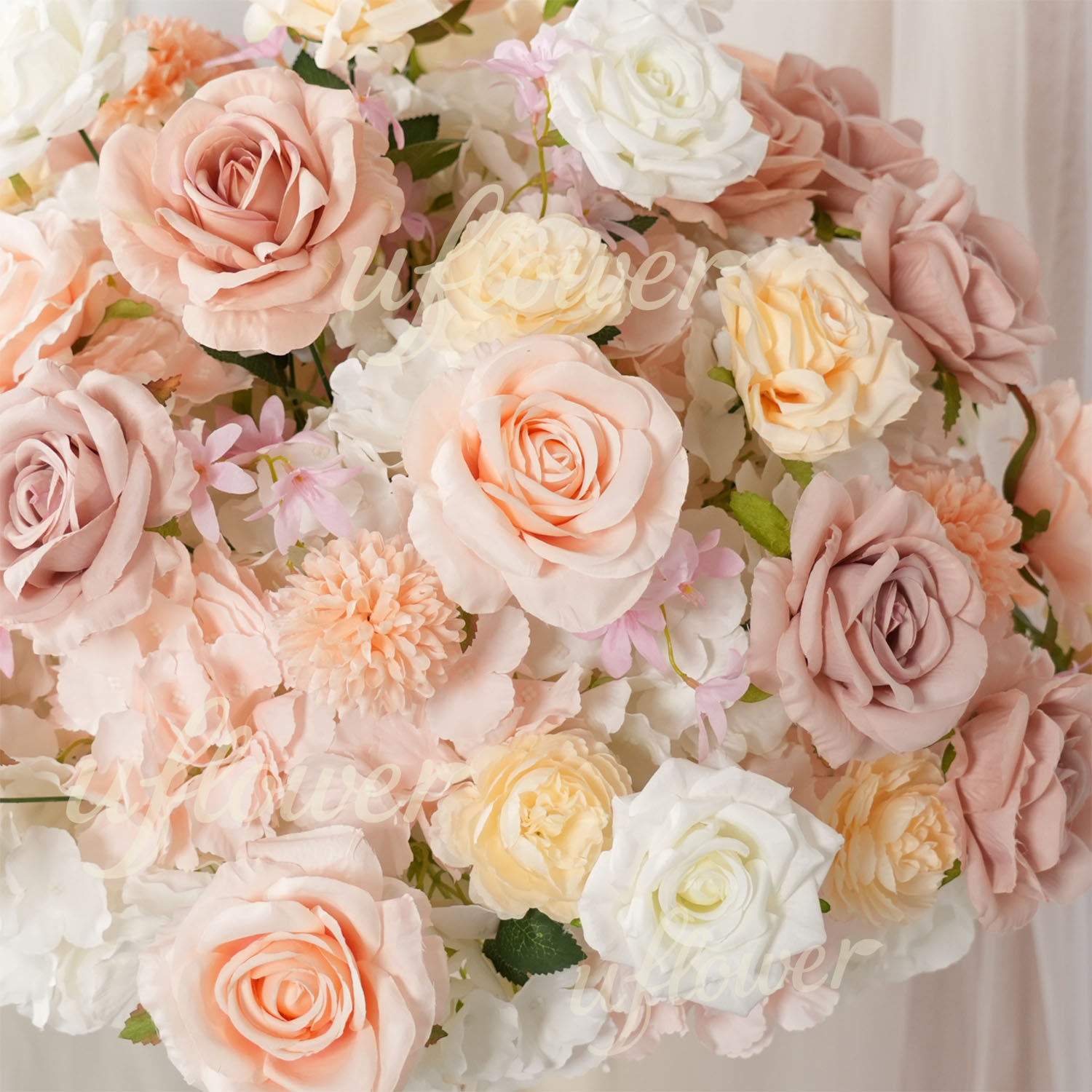 Uflower Champagne Pink Rose Arrangement Wedding Backdrop Floral Props