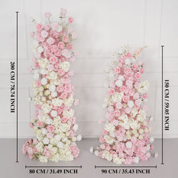 Uflower Artificial Pink White Wedding KT Backdrop Flower Row Decor