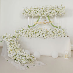 Uflower White Sofa Table Runner Floor Flower Arrangement Wedding KT Backdrop Decor