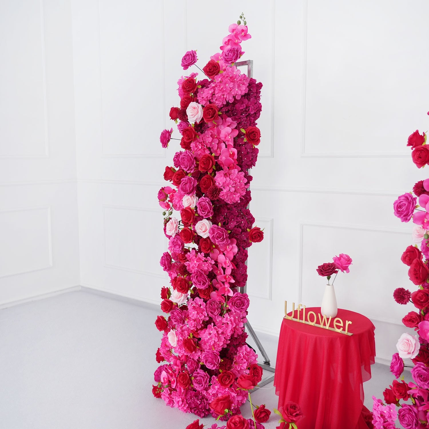 Artificial Rose Red Wedding KT Background Decor Flower Row
