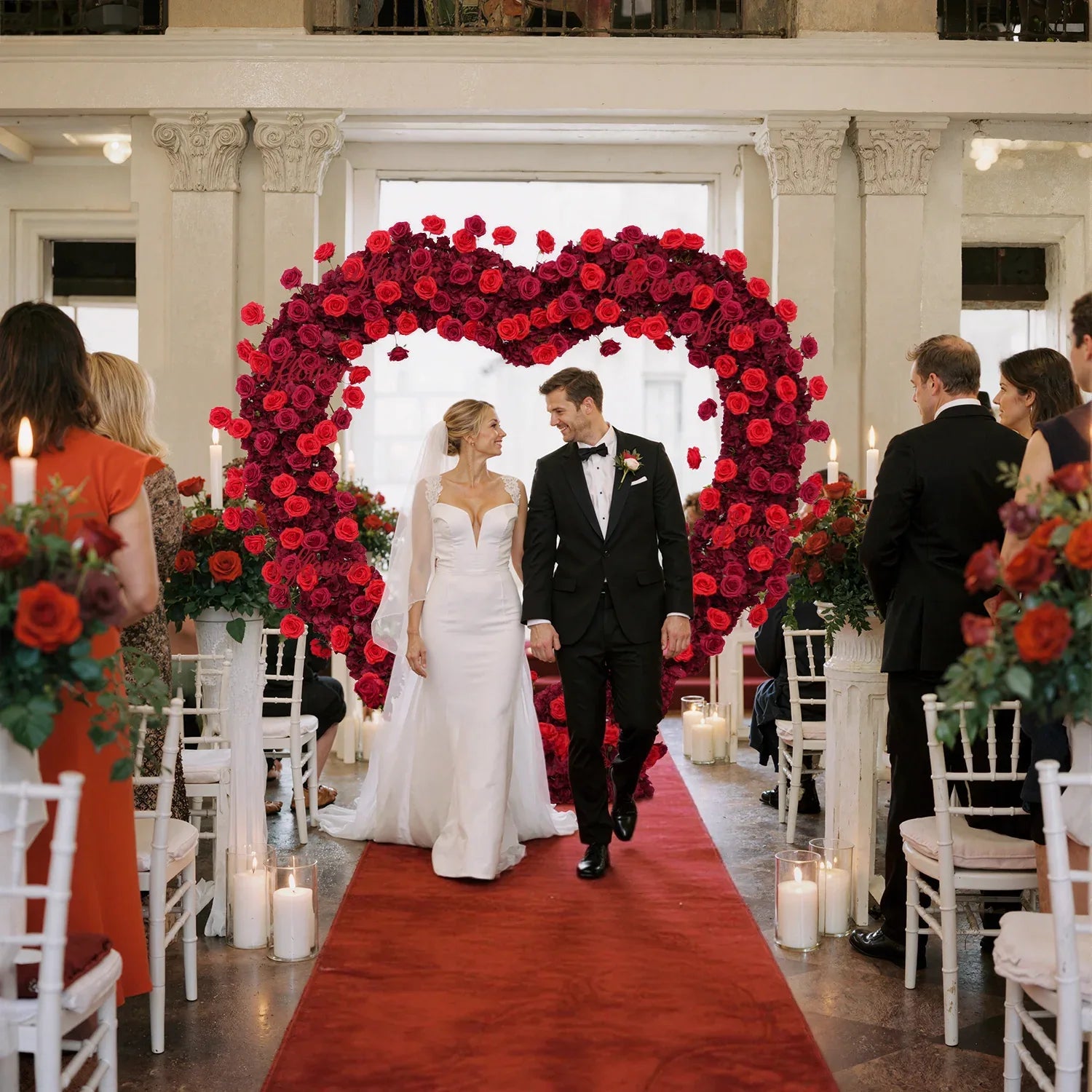 2*2m Rose Red Flower Wall Wedding Decor - Uflower