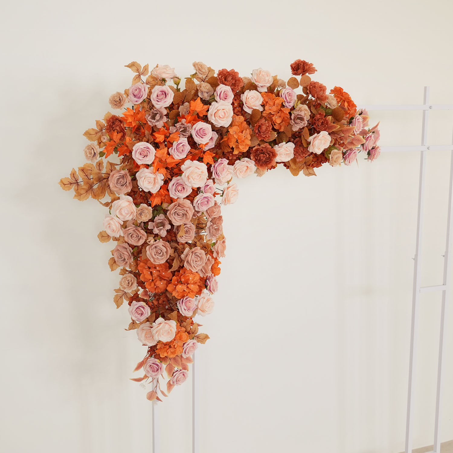 Uflower Artificial Autumn Pink Flower Row Wedding KT Backdrop Decor