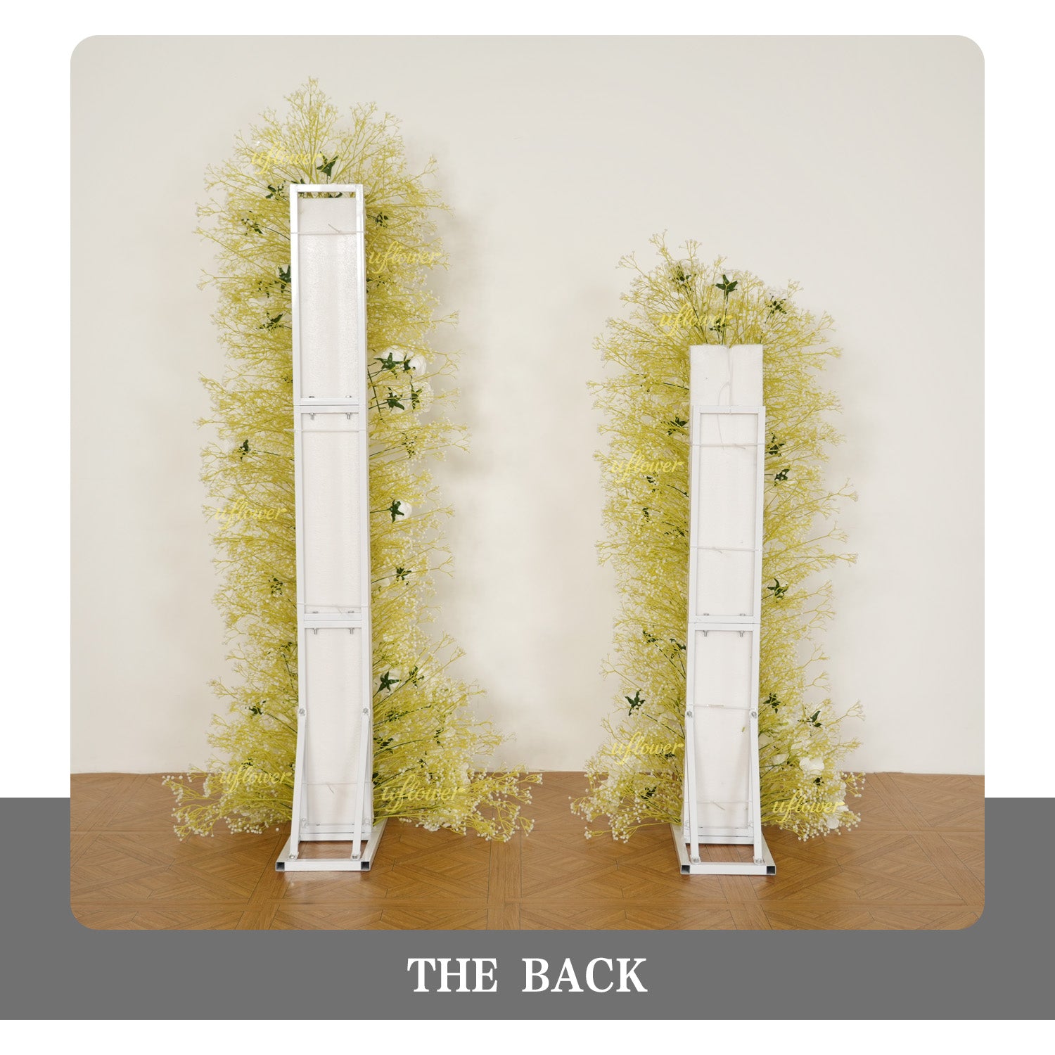 Uflower White Rose Baby Breath Wedding KT Backdrop Floral Arrangement