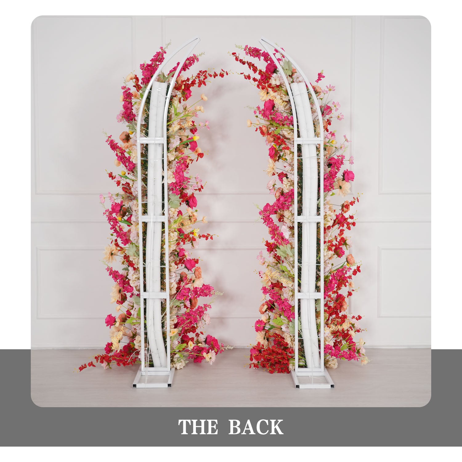Uflower Champagne Pink Flower Horn Arch Wedding Party Birthday Backdrop Decor