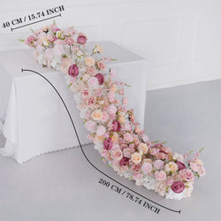 Uflower Pink Rose Sofa Table Runner Floor Flower Arrangement