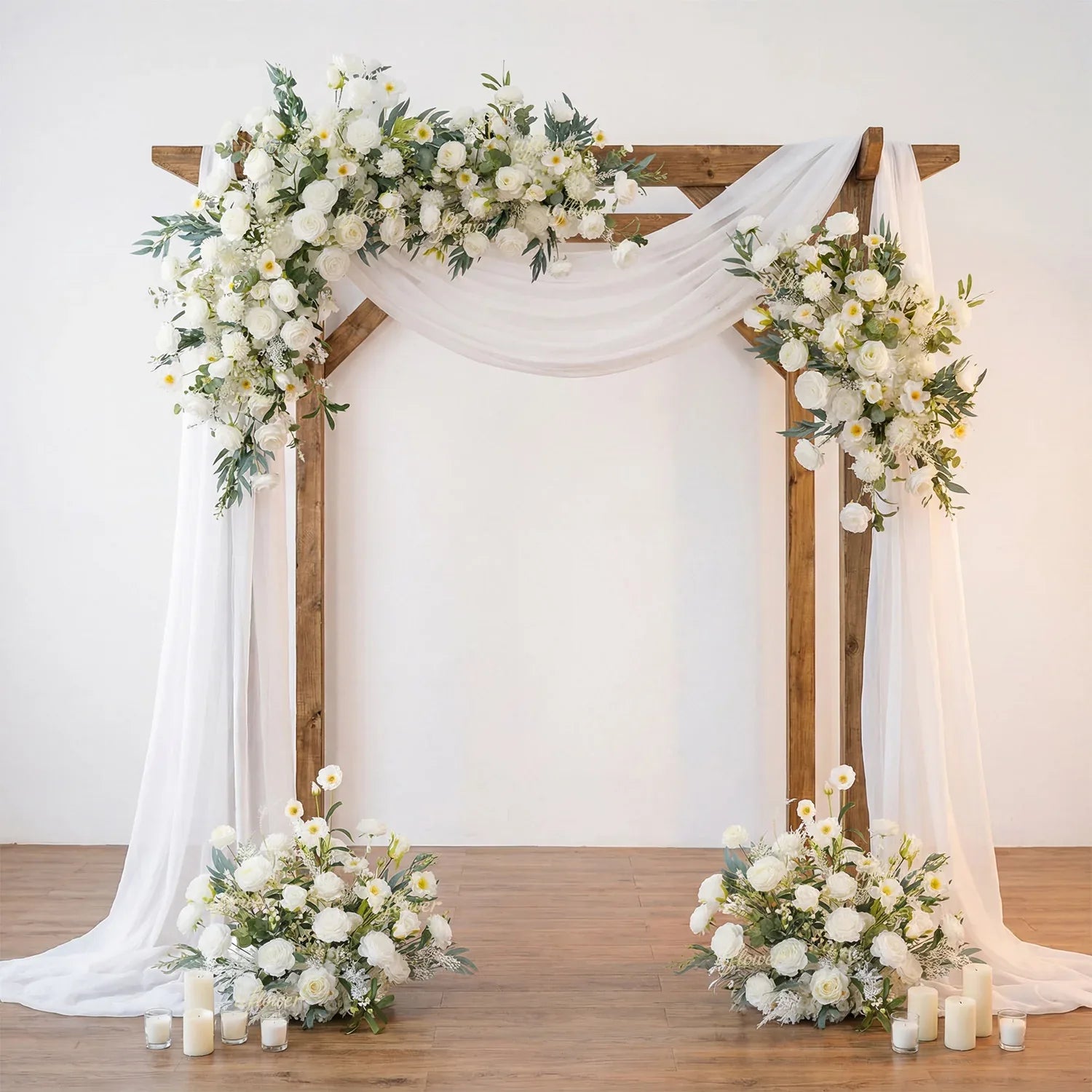 Artificial White Green Wedding KT Backdrop Flower Row Decor - Uflower