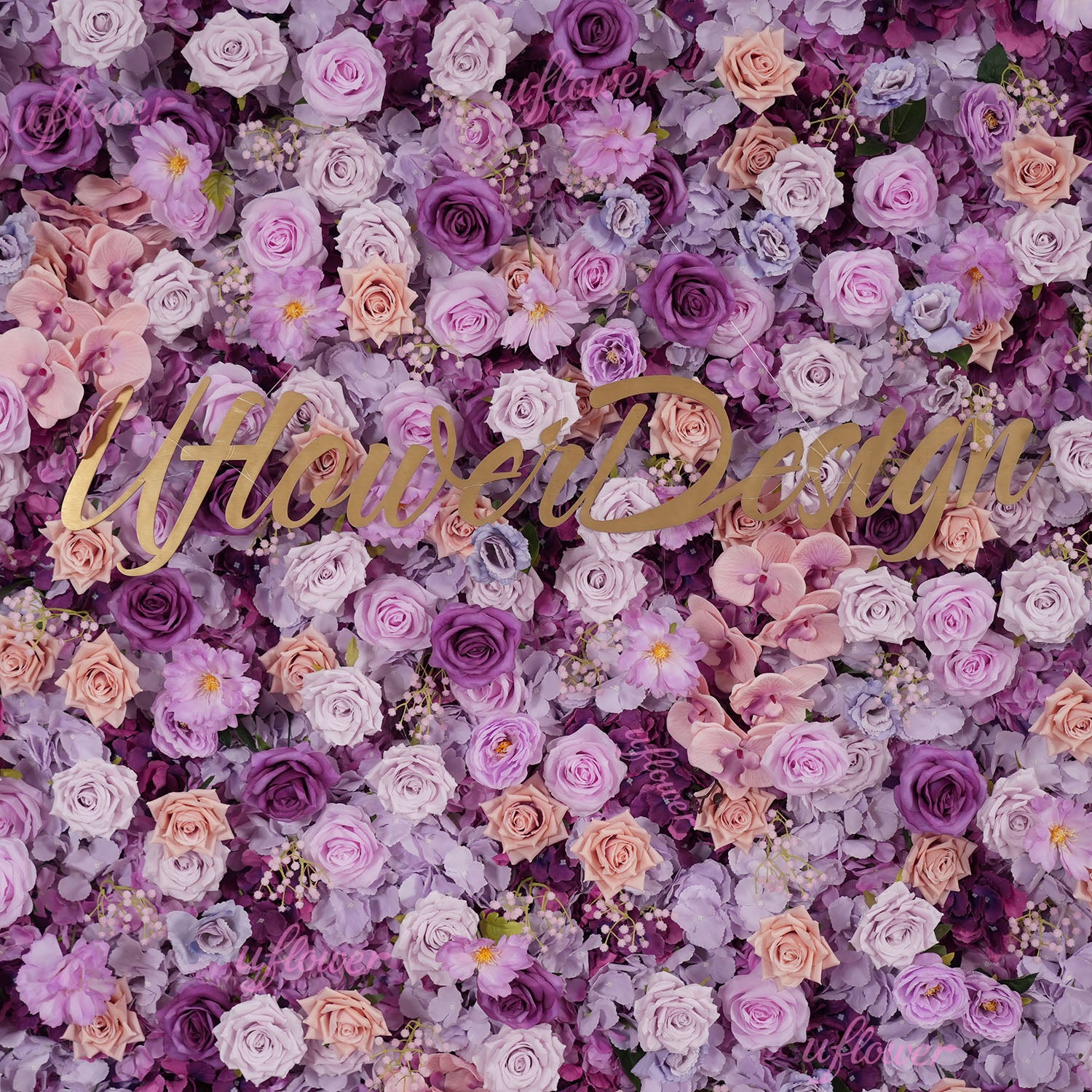 Uflower Purple Rose Flower Wall Backdrop Wedding Party Decoration