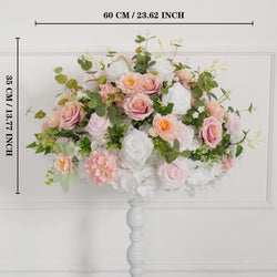 Uflower Pink White Rose Green Leaf Table Centerpieces Floral Ball Wedding Decoration