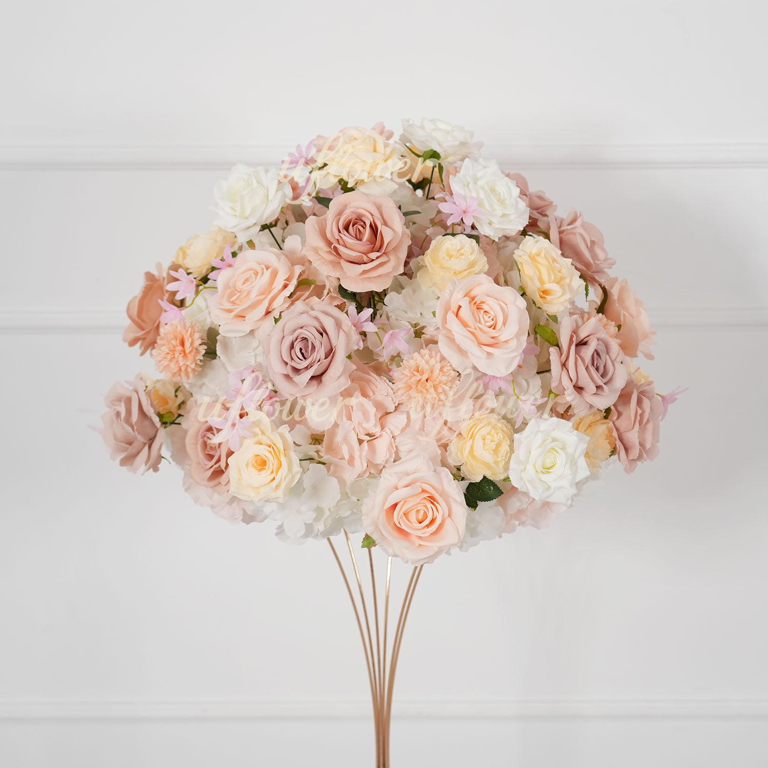 Uflower Champagne Pink Rose Arrangement Wedding Backdrop Floral Props