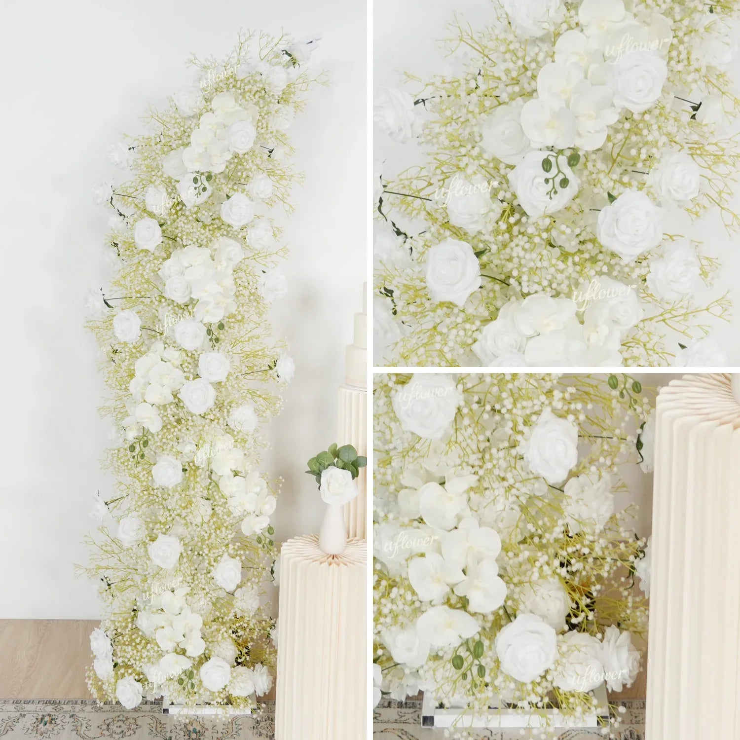White Flower Row Decor Wedding Backdrop Horn Arch - Uflower