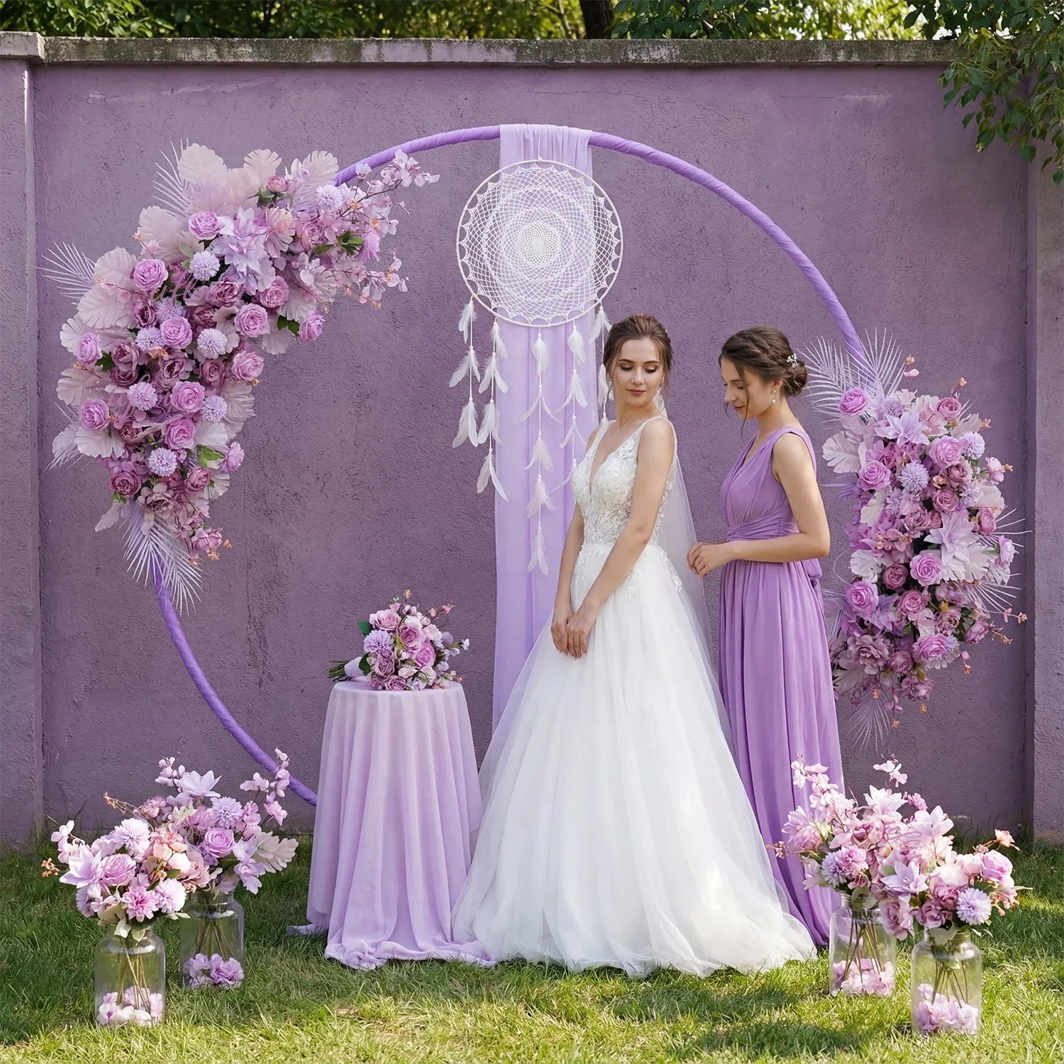 Artificial Purple Wedding KT Backdrop Flower Row Decor - Uflower