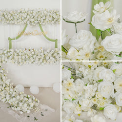 Uflower White Sofa Table Runner Floor Flower Arrangement Wedding KT Backdrop Decor