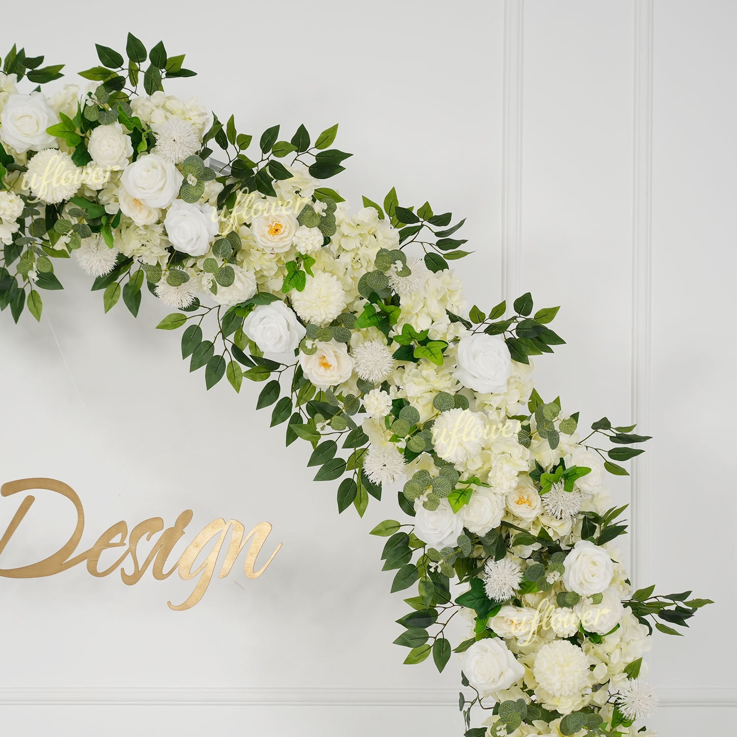 Uflower White Rose Greenery Floral Door Arch Wedding Party Backdrop Decoration