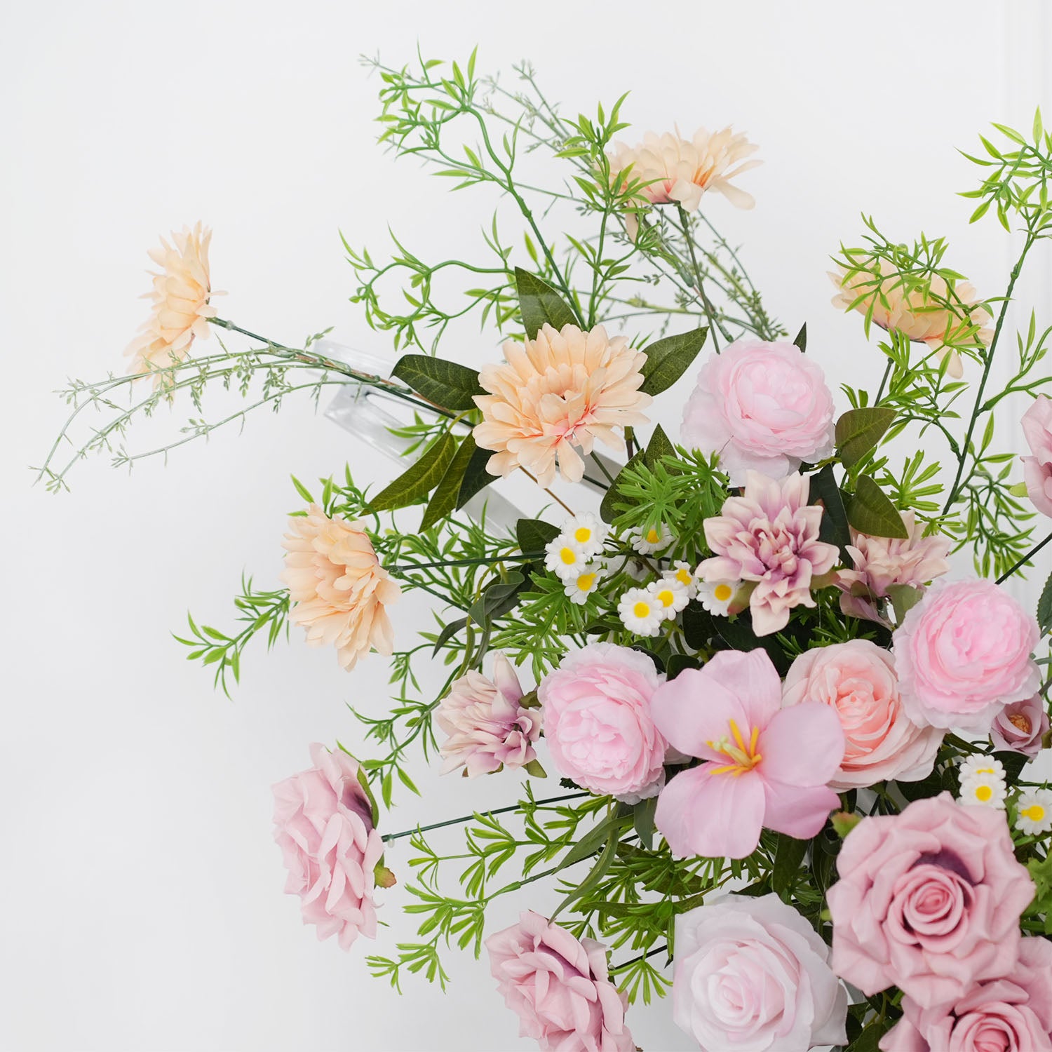 Uflower Pink Purple Rose Floral Arch Wedding Backdrop Decor