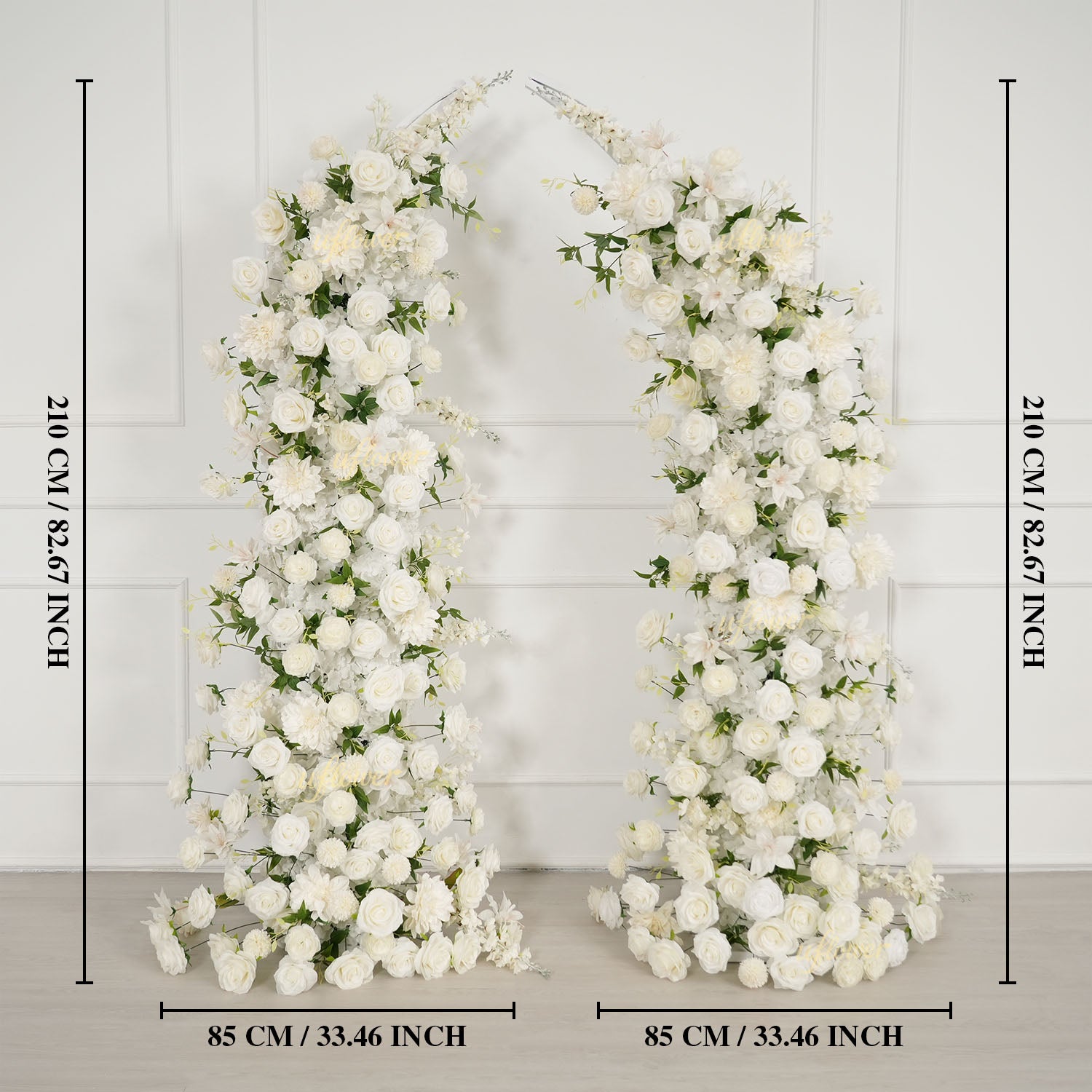 Uflower White Dahlia Floral Horn Arch Wedding Party Backdrop Decor