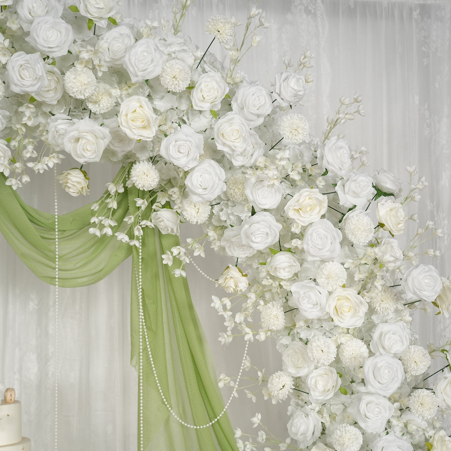 Uflower White Rose Floral Door Arch Wedding Party Backdrop Decoration