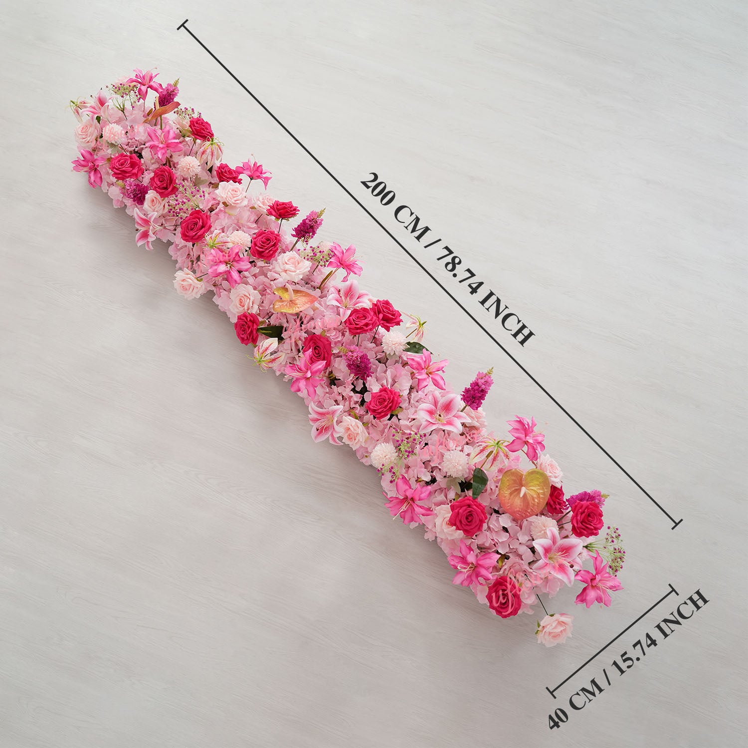 Uflower Rose Pink Floral Arrangement Wedding Backdrop Floral Props