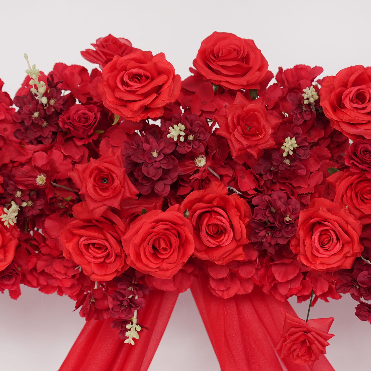 Uflower Red Rose Floral Square Arch Wedding Party Backdrop Decoration