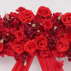 Uflower Red Rose Floral Square Arch Wedding Party Backdrop Decoration