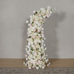 Uflower Pink White Rose Floral Horn Arch Wedding Party Backdrop Decor
