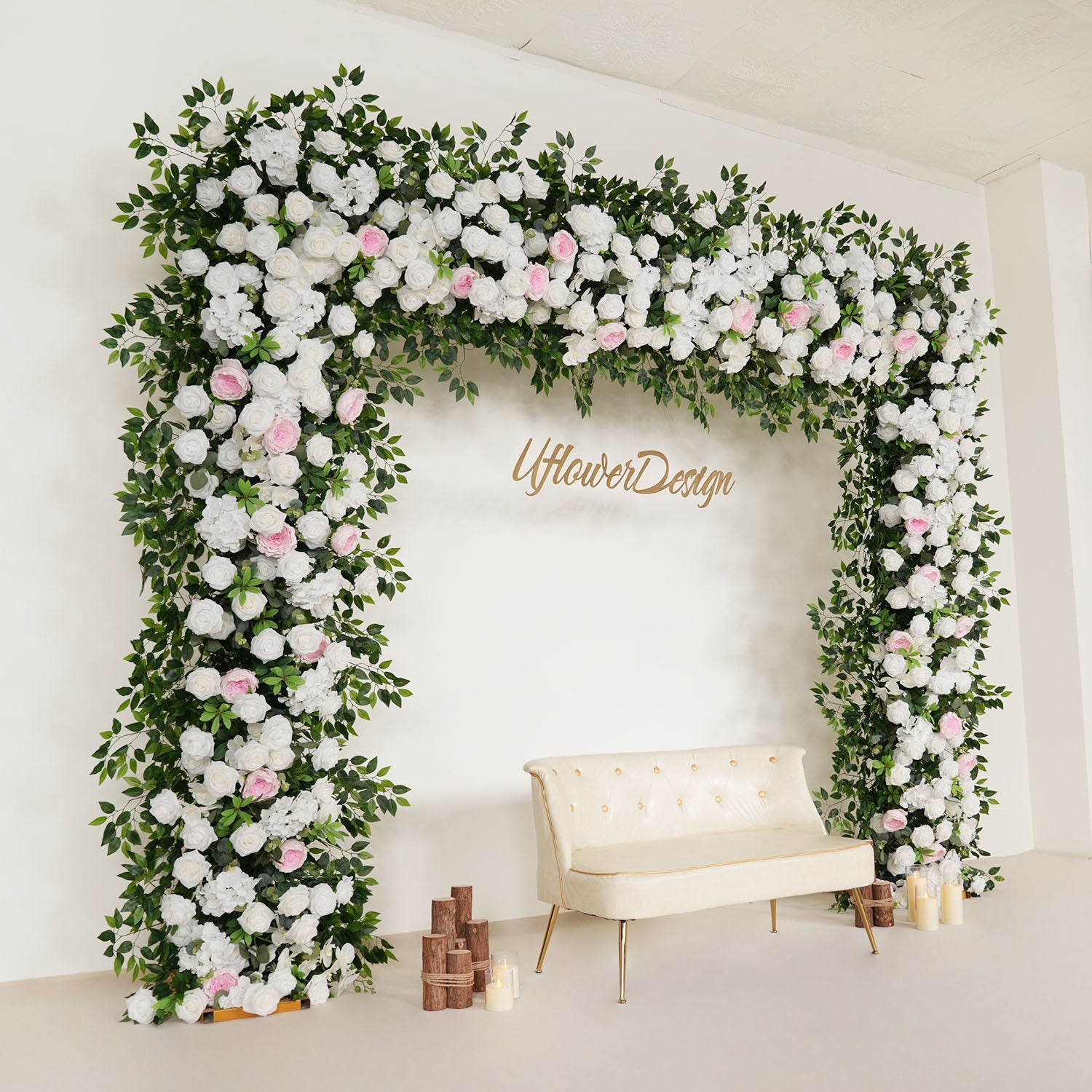 Uflower White Rose Wedding Background Flower Arrangement Arch Decoration