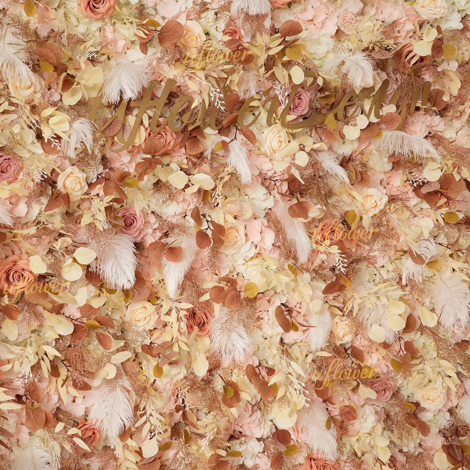 Uflower Flower Wall Champagne Khaki Floral Backdrop Wedding Party Proposal Decor