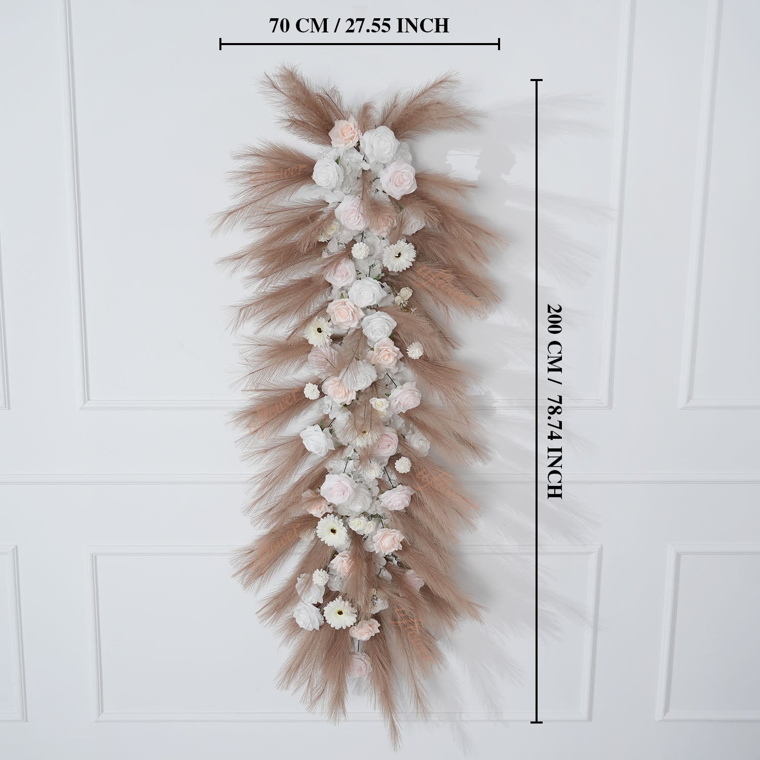 Uflower Pampas Grass Rose Wedding Floral Arrangement KT Backdrop Decor