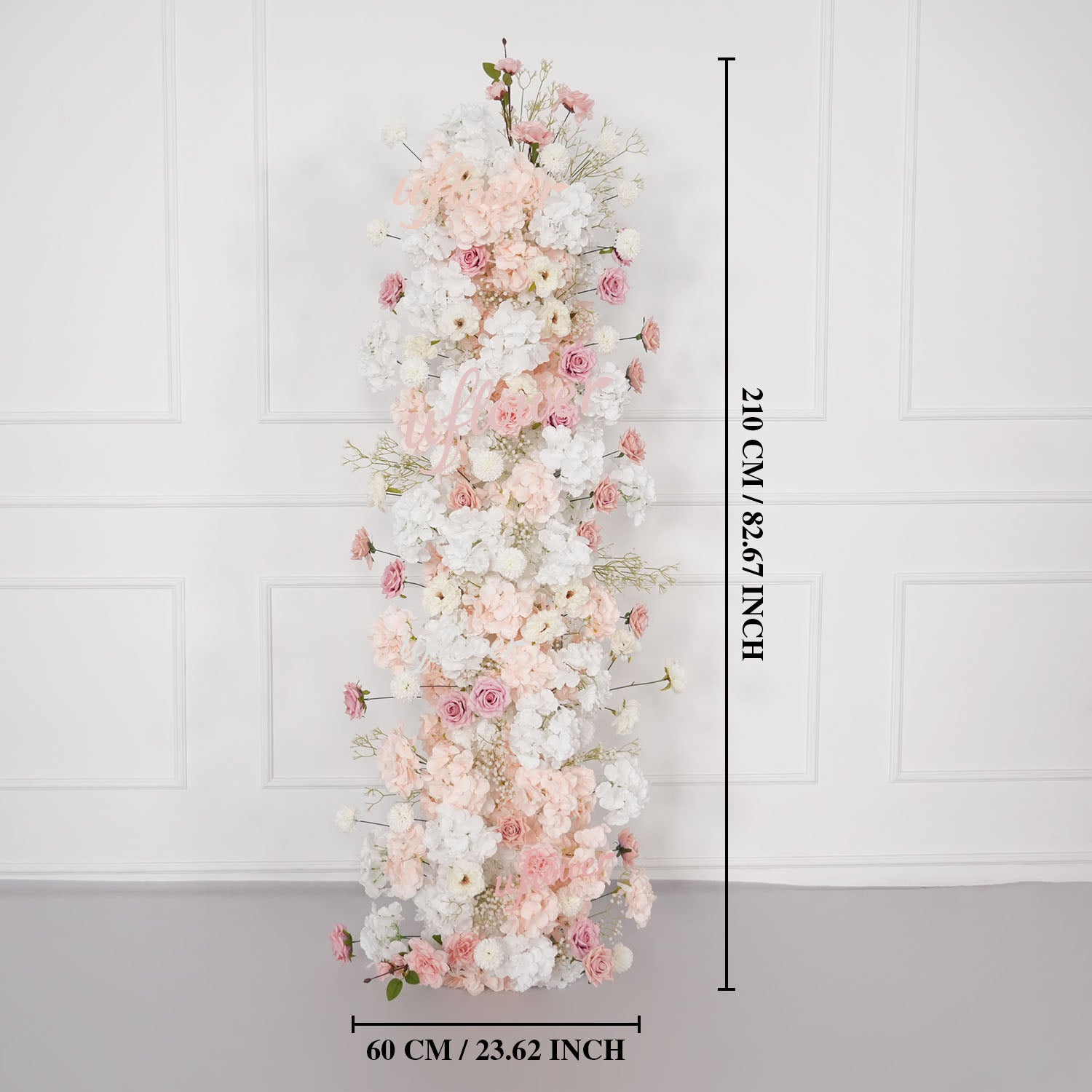 Uflower Artificial Pink White Flower Row Wedding KT Backdrop Decor