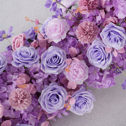 Uflower Purple Rose Table Runner Sofa Floral Wedding Backdrop Decor
