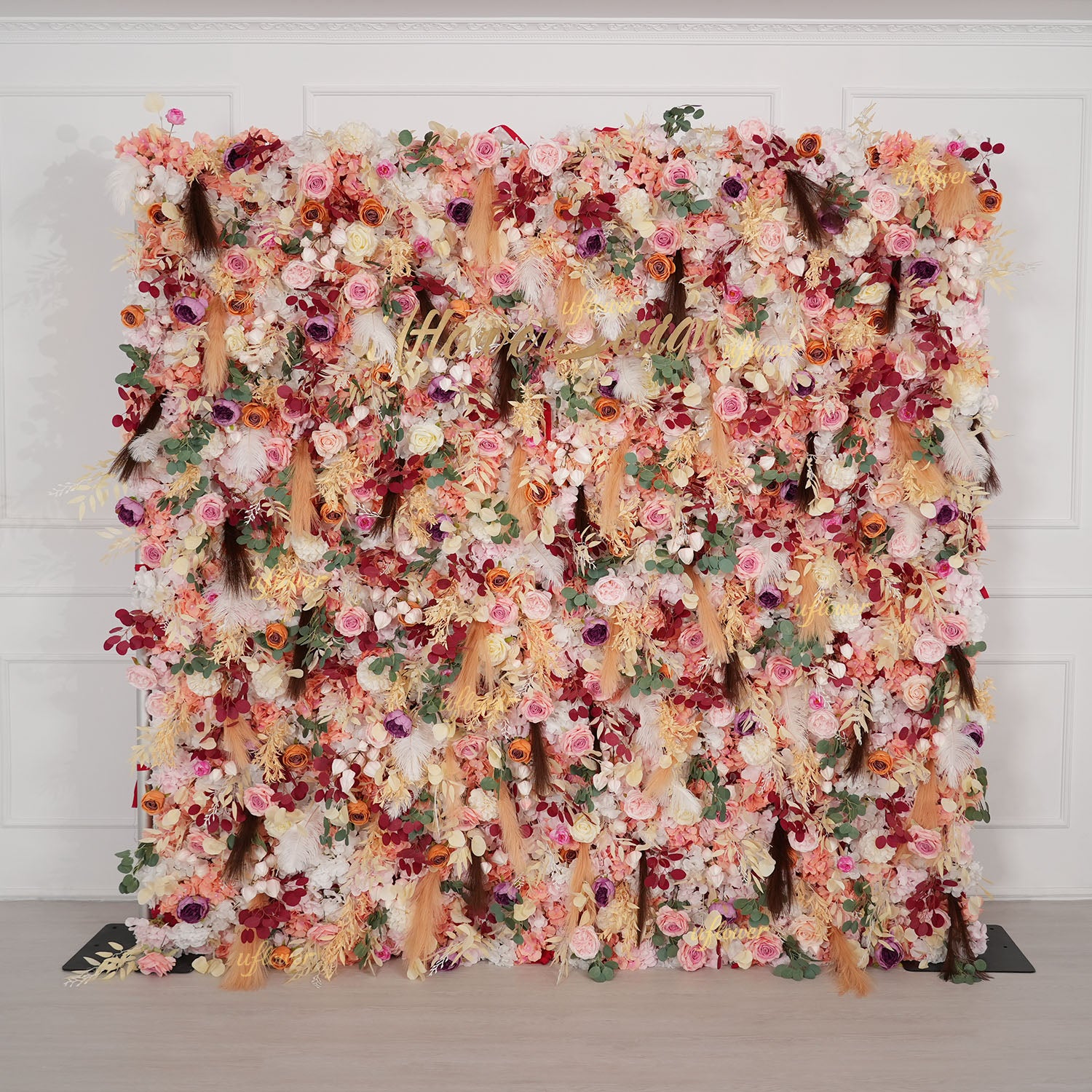 Uflower Champagne Khaki 5D Flower Wall Wedding Party Proposal Decor