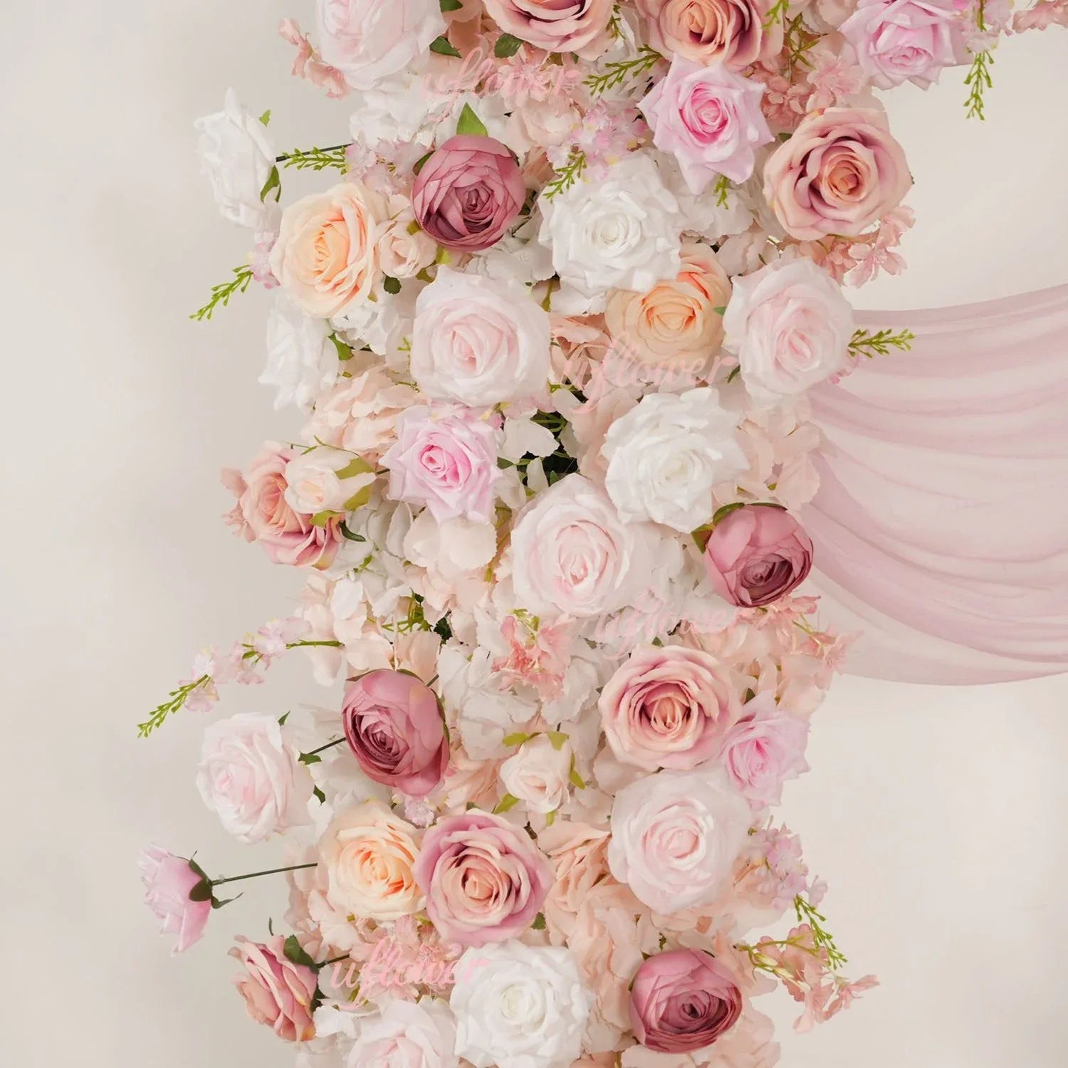 Uflower Pink White Rose Flower Arrangement Table Runner Wedding Round Arch SET80184 - Uflower