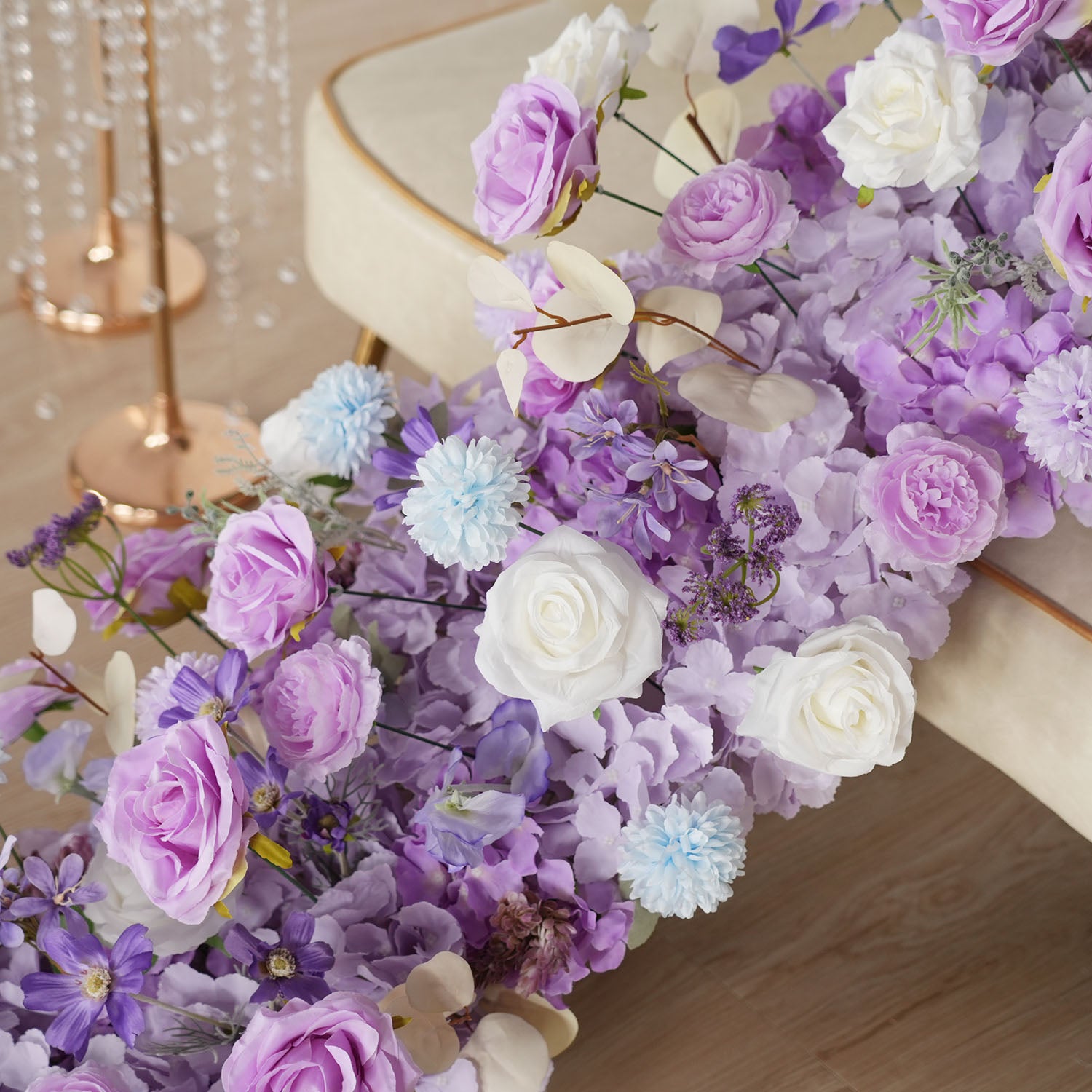 Uflower Purple Rose Floral Door Arch Wedding Party Backdrop Decoration