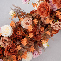 Uflower Artificial Autumn Brown Flower Row Sofa Table Runner Floor Flower Arrangement