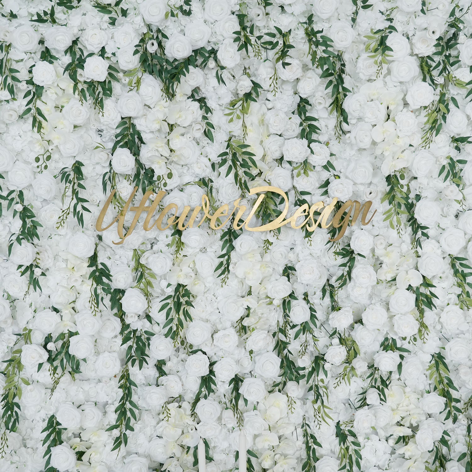 Uflower Artificial White Rose 5D Wedding Flower Wall