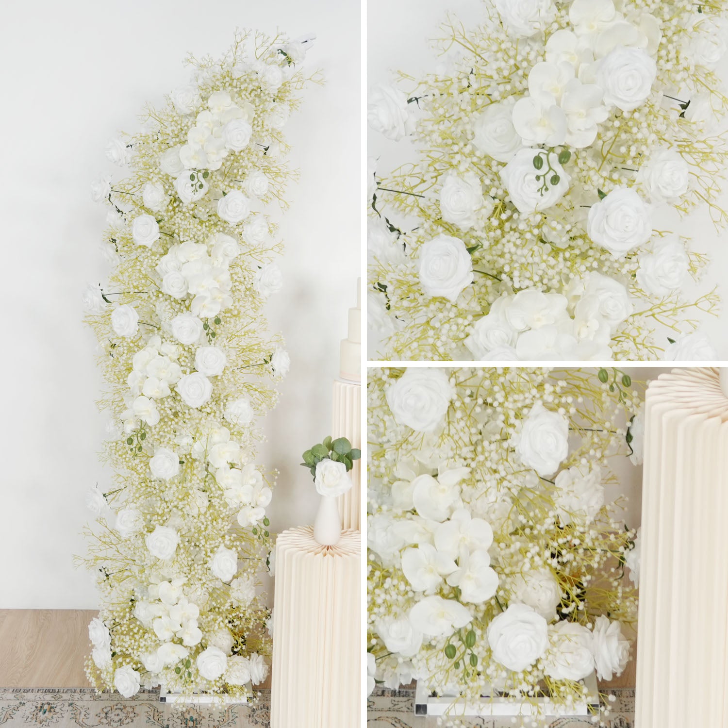 White Flower Row Decor Wedding Backdrop Horn Arch